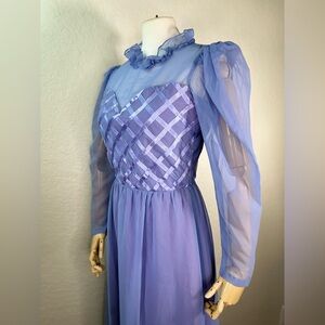 Vintage Dessy Creations New York Lavender Sweetheart Ruffled Sheer Dress Size 10